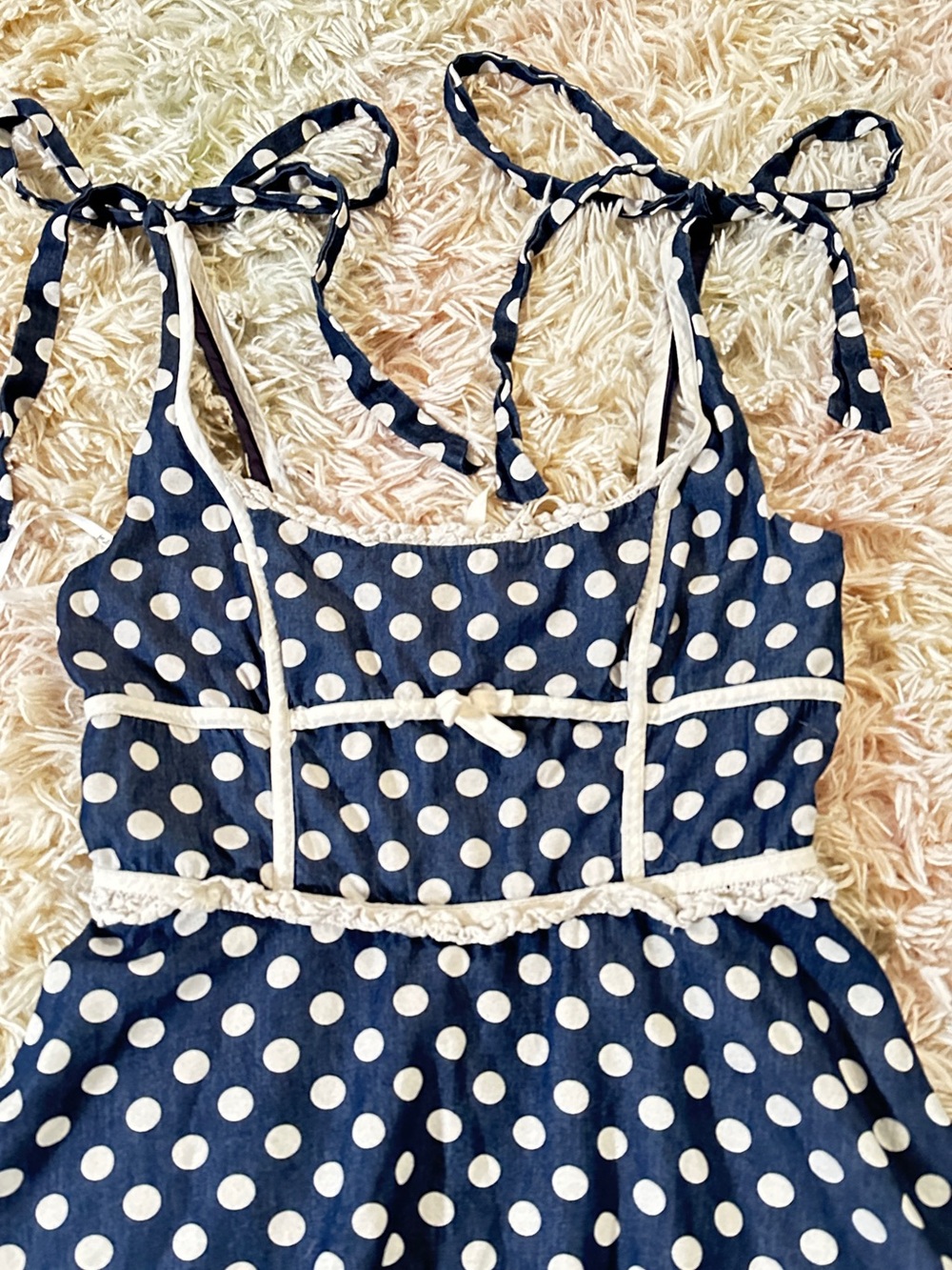 For Love & Lemons Dolly Denim Dot Mini Dres Size Large - Picture 6 of 16